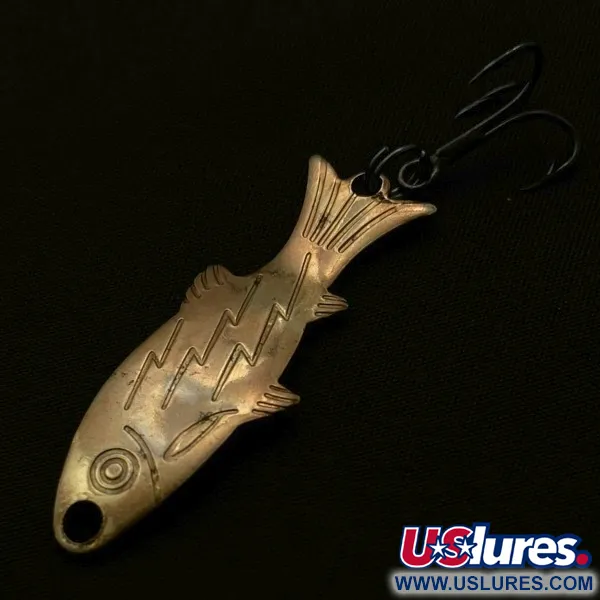 Vintage   Atlantic Lures Golden Wobble-Fish, 3/16oz copper fishing spoon #23698