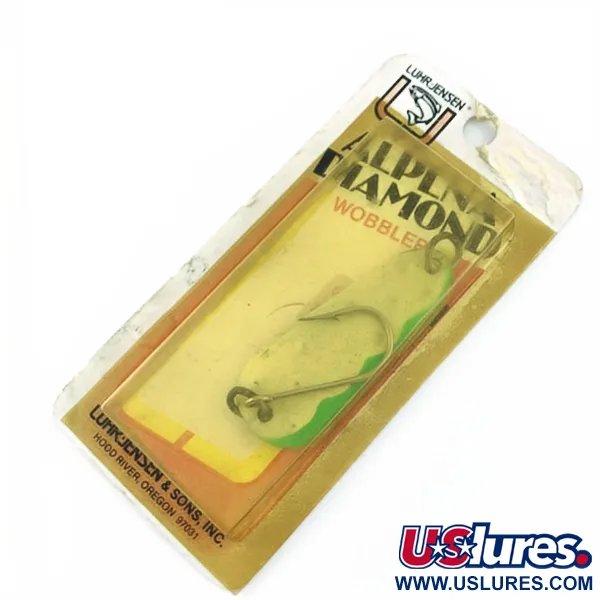  Luhr Jensen Luhr jensen Alpena Diamond #41 Glow​, 1/4oz Glo-Flo Green stripe fishing spoon #23708