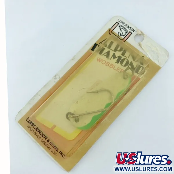  Luhr Jensen Luhr jensen Alpena Diamond #41 Glow​, 1/4oz Glo-Flo Green stripe fishing spoon #23708