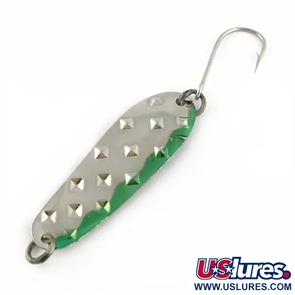 Vintage   Luhr Jensen Alpena Diamond, 1/4oz nickel/green fishing spoon #23711