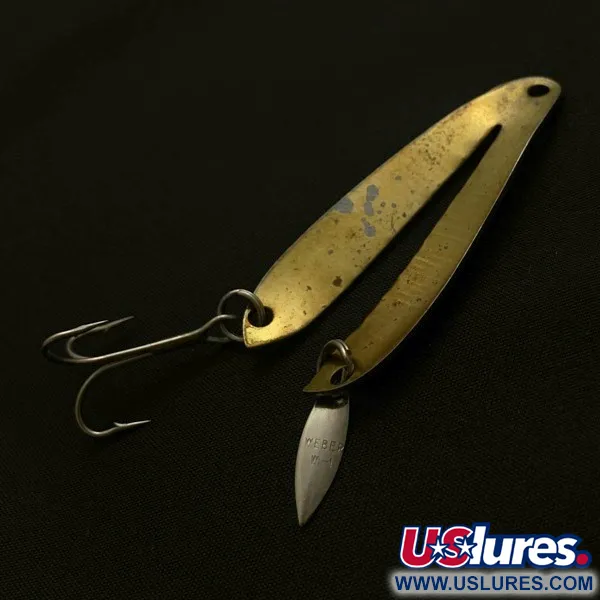 Vintage   Weber Split Spoon Lure W-2, 1/4oz brass fishing spoon #23793