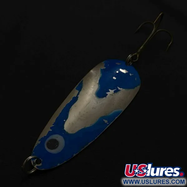 Vintage  Lindy / Little Joe Lindy Gator , 1 2/3oz nickel/blue fishing spoon #23799