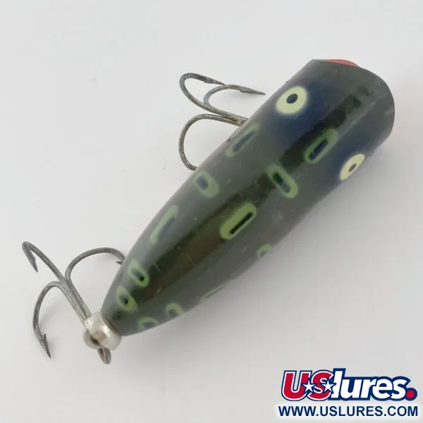 Vintage   Heddon Baby Lucky 13, 1/3oz Green Frog fishing lure #23866