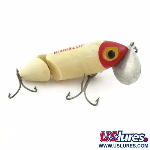 Vintage   Fred Arbogast Jitterbug Jointed, 1/2oz red head fishing lure #23869