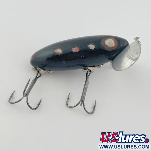 Vintage   Fred Arbogast Jitterbug Early Bug Eye​ (1960s), 1/2oz Black fishing lure #23870
