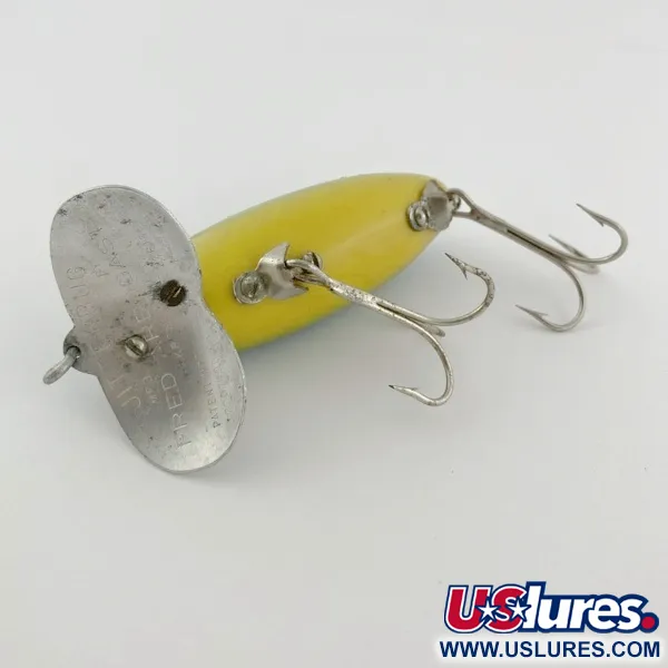 Vintage   Fred Arbogast Jitterbug Early Bug Eye​ (1960s), 1/2oz Green tiger fishing lure #23902