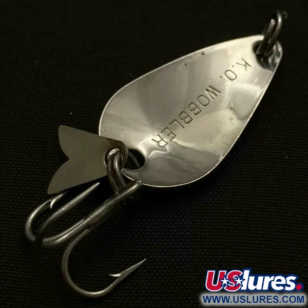 Vintage   Acme K.O. Wobbler, 1/8oz white/black/gold fishing spoon #23912