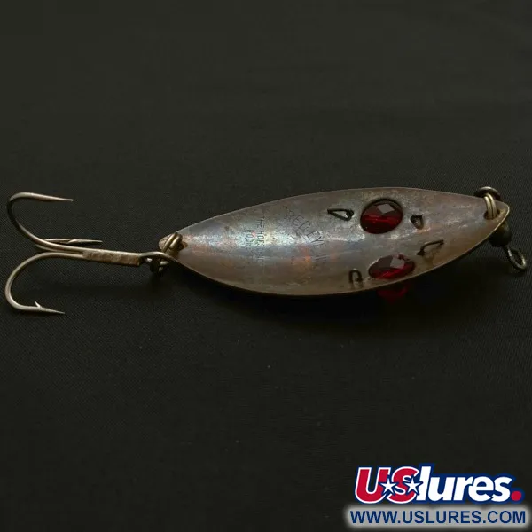 Vintage   Hofschneider Red Eye Wiggler, 1oz bronze fishing spoon #23913