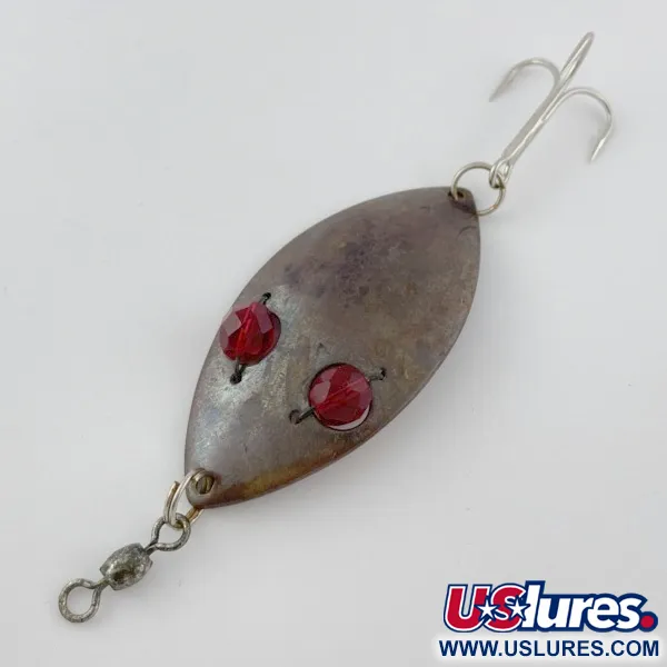 Vintage   Hofschneider Red Eye Wiggler, 1oz bronze fishing spoon #23913