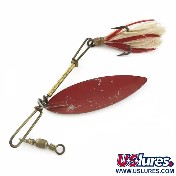 Vintage   4 Bros 4 Brothers Willow Leaf  Spinner, 1/2oz nickel/red spinning lure #23937