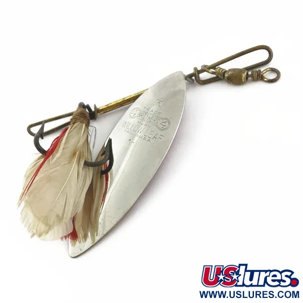 Vintage   4 Bros 4 Brothers Willow Leaf  Spinner, 1/2oz nickel/red spinning lure #23937