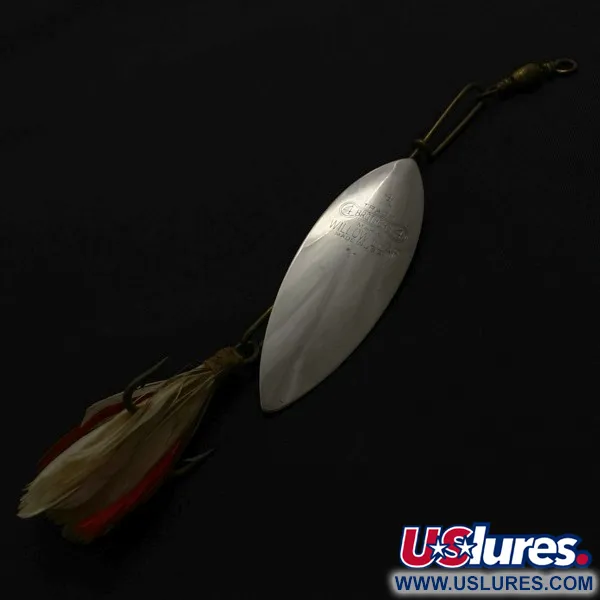 Vintage   4 Bros 4 Brothers Willow Leaf  Spinner, 1/2oz nickel/red spinning lure #23937
