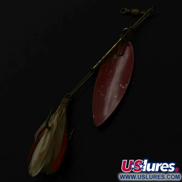 Vintage   4 Bros 4 Brothers Willow Leaf  Spinner, 1/2oz nickel/red spinning lure #23937