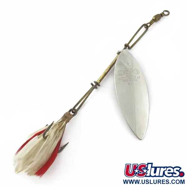 Vintage   4 Bros 4 Brothers Willow Leaf  Spinner, 1/2oz nickel/red spinning lure #23937