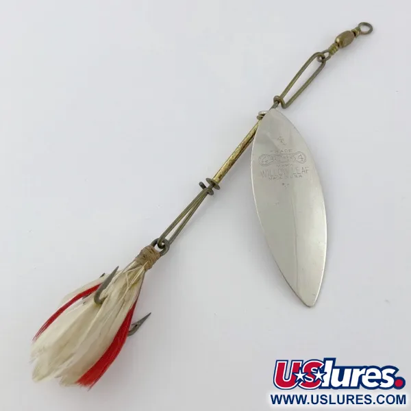 Vintage   4 Bros 4 Brothers Willow Leaf  Spinner, 1/2oz nickel/red spinning lure #23937