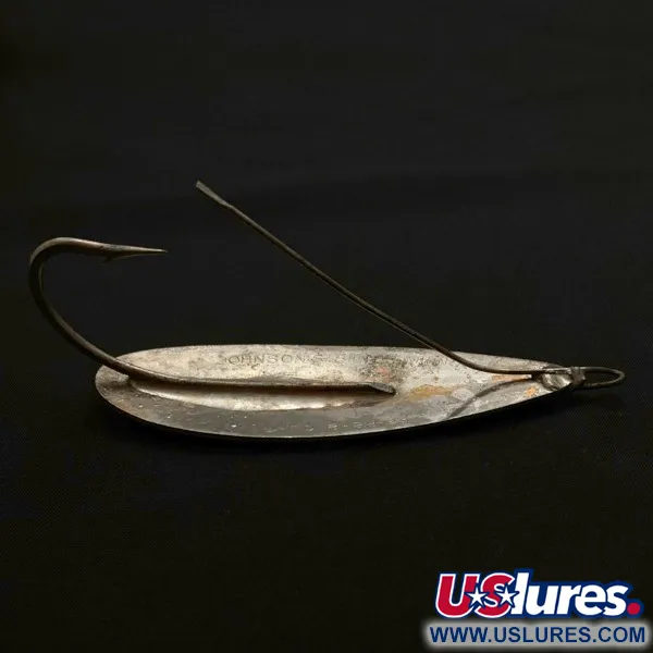 Vintage   Johnson Silver Minnow Weedless, 1oz nickel fishing spoon #23943