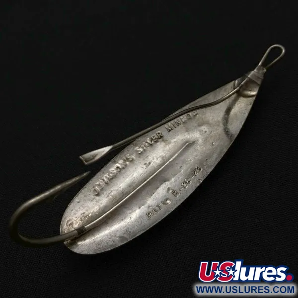 Vintage   Johnson Silver Minnow Weedless, 1/3oz nickel fishing spoon #23945