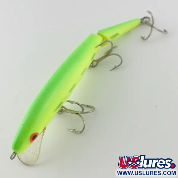 Vintage   Rebel Floater F14 Jointed, 1/2oz chartreuse fishing lure #23953