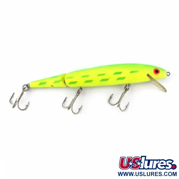 Vintage   Rebel Floater F14 Jointed, 1/2oz chartreuse fishing lure #23953
