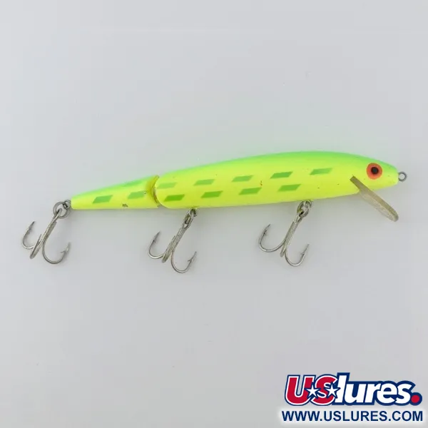 Vintage   Rebel Floater F14 Jointed, 1/2oz chartreuse fishing lure #23953