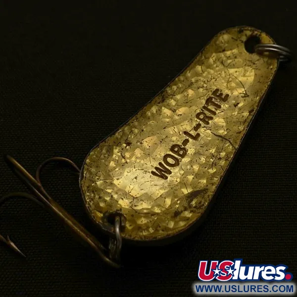 Vintage  Acme Wob-L-Rite Crystal, 1/2oz gold Crystal fishing spoon #23975