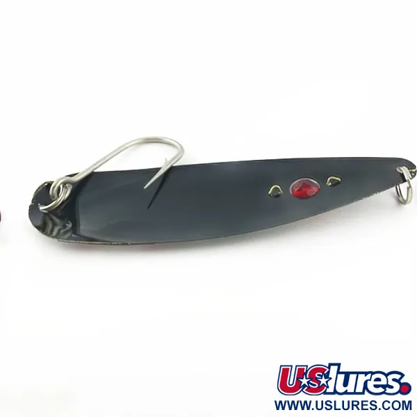 Vintage  Red Eye Lures Red Eye Evil Eye, 2/3oz black fishing spoon #23980