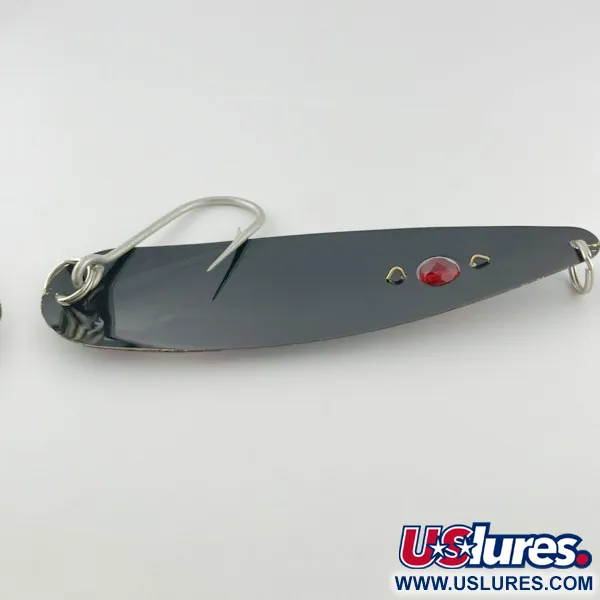 Vintage  Red Eye Lures Red Eye Evil Eye, 2/3oz black fishing spoon #23980