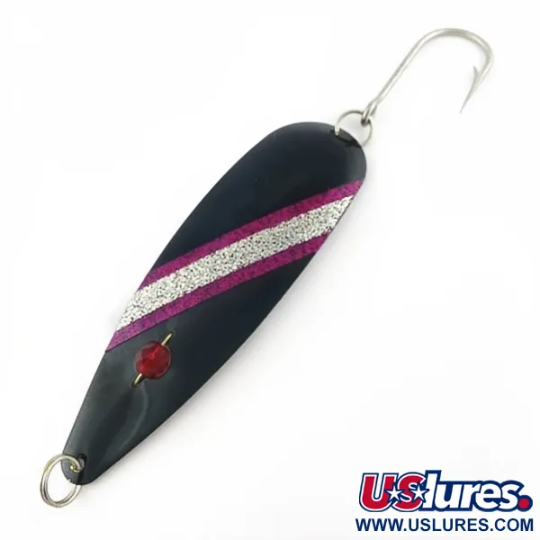 Vintage  Red Eye Lures Red Eye Evil Eye, 2/3oz black fishing spoon #23980