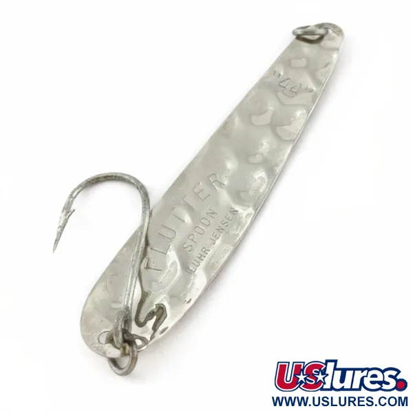 Vintage   Luhr Jensen Flutter Spoon 44, 1/8oz nickel fishing spoon #23985