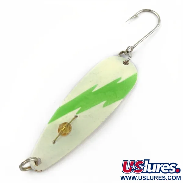 Vintage  Red Eye Lures Red Eye Evil Eye Glow, 3/16oz nickel/white/ Glow - glows in the dark fishing spoon #23986