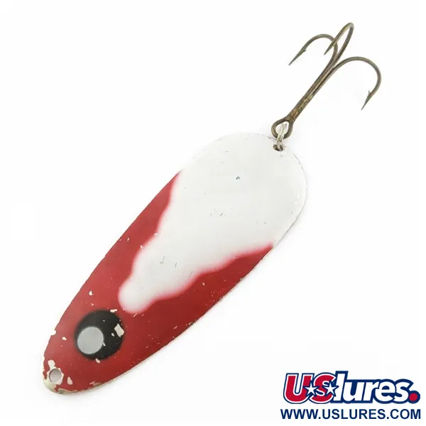 Vintage  Lindy / Little Joe Lindy Gator , 1 2/3oz red/white/nickel fishing spoon #24009