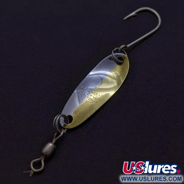 Vintage   Les Davis Canadian Wonder 1, 3/32oz nickel/gold fishing spoon #24021