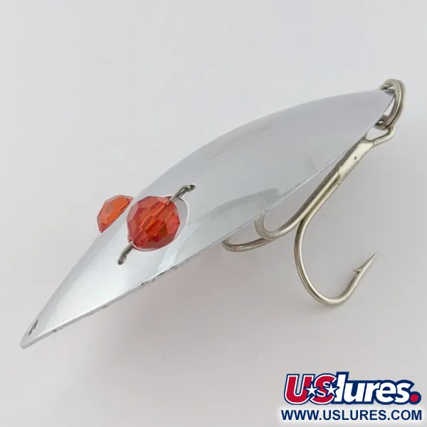 Vintage   Herter's Glass Eye Spoon, 2oz nickel/red eyes fishing spoon #24036