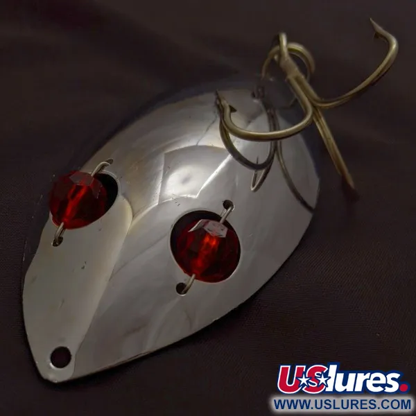 Vintage   Herter's Glass Eye Spoon, 2oz nickel/red eyes fishing spoon #24036