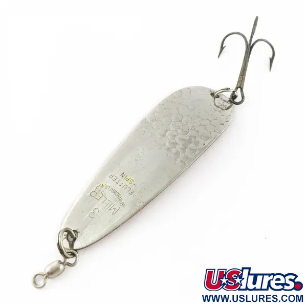 Vintage   Miller Flutter Spin 3, 1/2oz Silver fishing spoon #24041