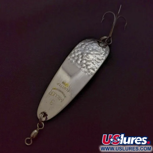 Vintage   Miller Flutter Spin 3, 1/2oz Silver fishing spoon #24041