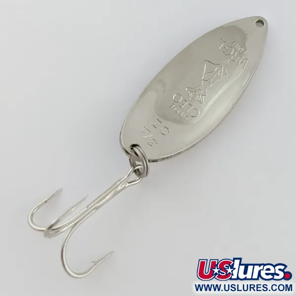 Vintage  Seneca Little Cleo (Hula Girl), 3/4oz nickel/blue fishing spoon #24050