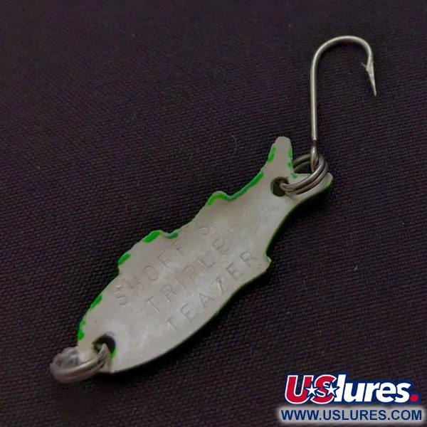 Vintage   Shoff's Triple Teazer, 1/32oz green fishing spoon #24070