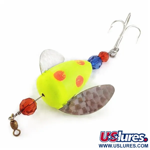 Vintage  Yakima Bait Worden's Spin-n-Glo, 1/4oz orange/yellow spinning lure #24081