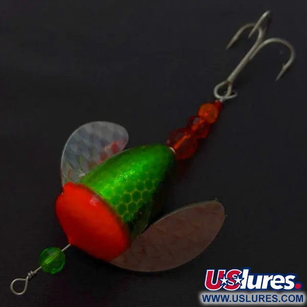 Vintage  Yakima Bait Worden's Spin-n-Glo, 1/4oz green/red spinning lure #24082