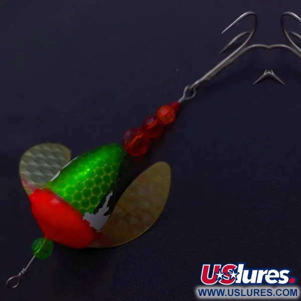 Vintage  Yakima Bait Worden's Spin-n-Glo, 1/4oz green/red spinning lure #24082