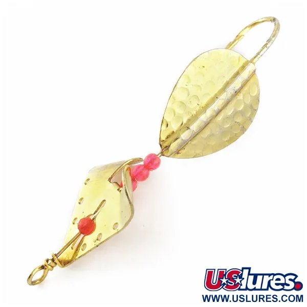 Vintage  Lindy / Little Joe Lindy Skitter-Buzz Weedless , 1/4oz red/gold fishing spoon #24094