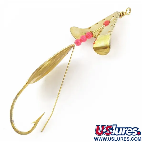 Vintage  Lindy / Little Joe Lindy Skitter-Buzz Weedless , 1/4oz red/gold fishing spoon #24094