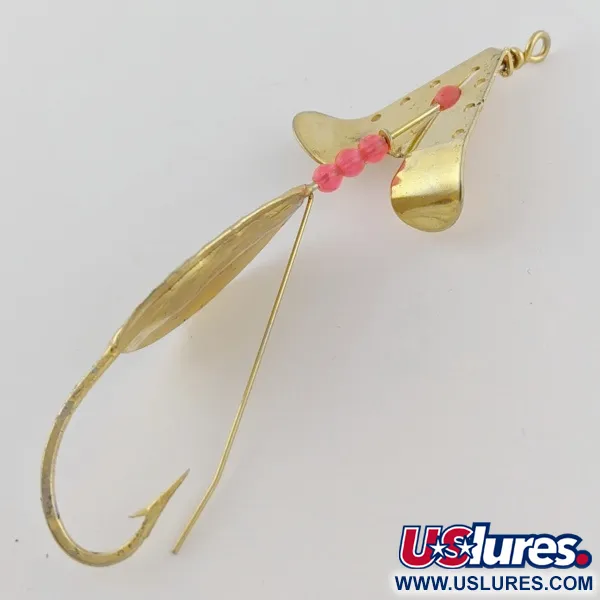 Vintage  Lindy / Little Joe Lindy Skitter-Buzz Weedless , 1/4oz red/gold fishing spoon #24094