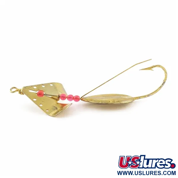 Vintage  Lindy / Little Joe Lindy Skitter-Buzz Weedless , 1/4oz red/gold fishing spoon #24094