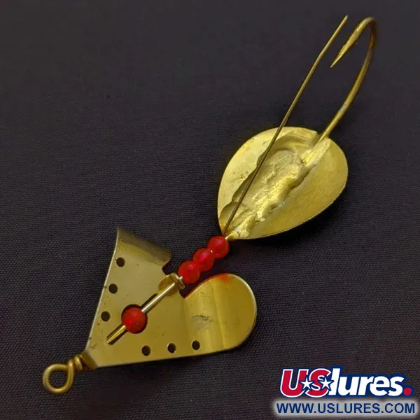 Vintage  Lindy / Little Joe Lindy Skitter-Buzz Weedless , 1/4oz red/gold fishing spoon #24094