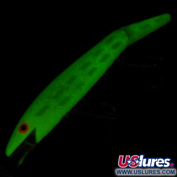 Vintage   Rebel Floater F12 Jointed Glow, 1/3oz Glow (Glow in Dark) fishing lure #24149