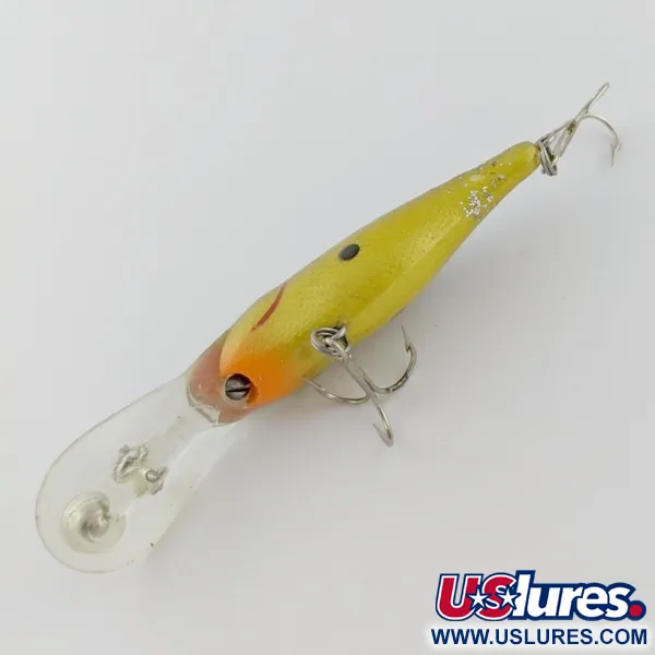 Vintage   Rebel Double Deep Shad, 3/16oz brown/yellow fishing lure #24155