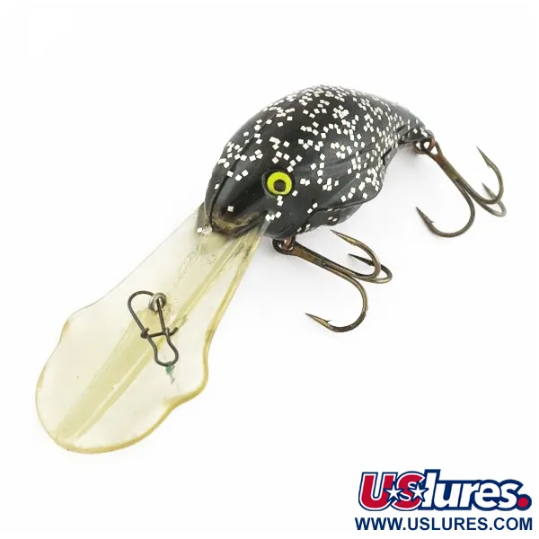 Vintage   Luhr Jensen Hot Lips Express, 2/5oz Black glitter fishing lure #24157