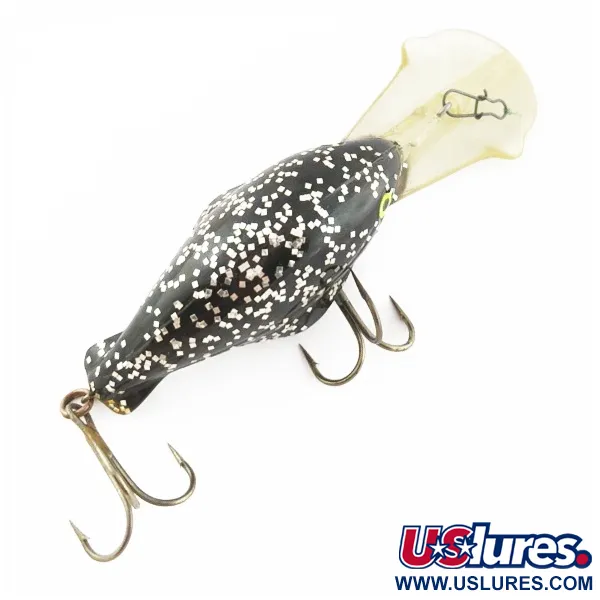 Vintage   Luhr Jensen Hot Lips Express, 2/5oz Black glitter fishing lure #24157